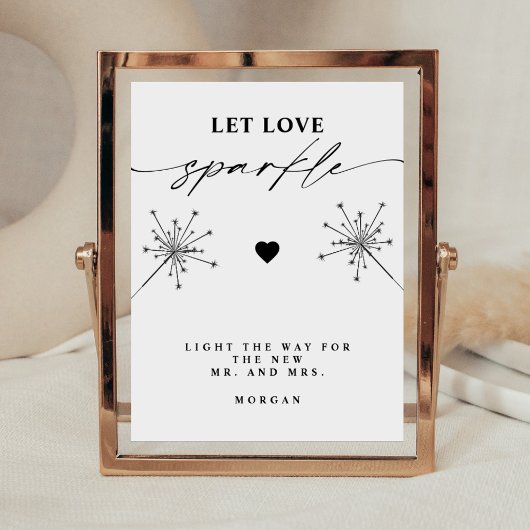 Modern Laat Liefde Sparkle Teken Trouwtafel Teken Poster