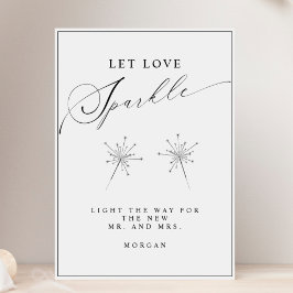 Modern Laat Liefde Sparkle Teken Trouwtafel Teken Poster