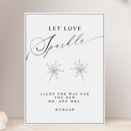 Modern Laat Liefde Sparkle Teken Trouwtafel Teken Poster