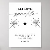 Modern Laat Liefde Sparkle Teken Trouwtafel Teken Poster (Voorkant)