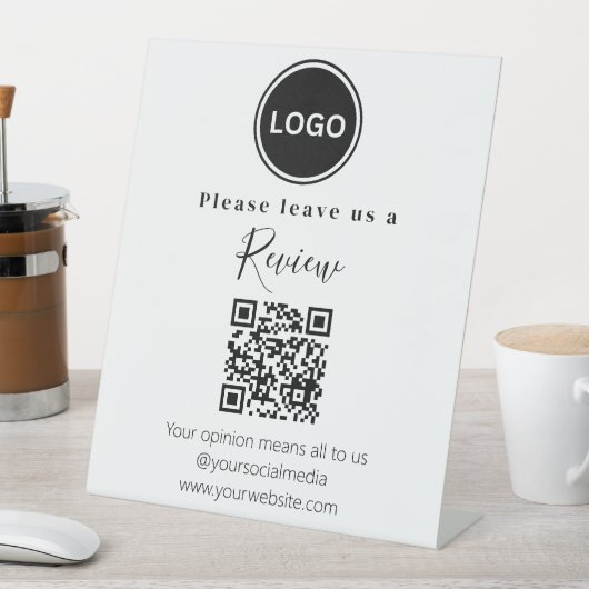 Modern | Laat ons een review | QR-code Reclamebord Met Voetstuk (Insitu)