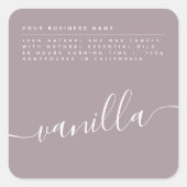 Modern label voor soja kaars in lila kleur (Voorkant)