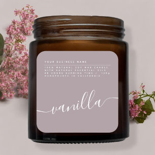 Modern label voor sojakaars in lila kleur