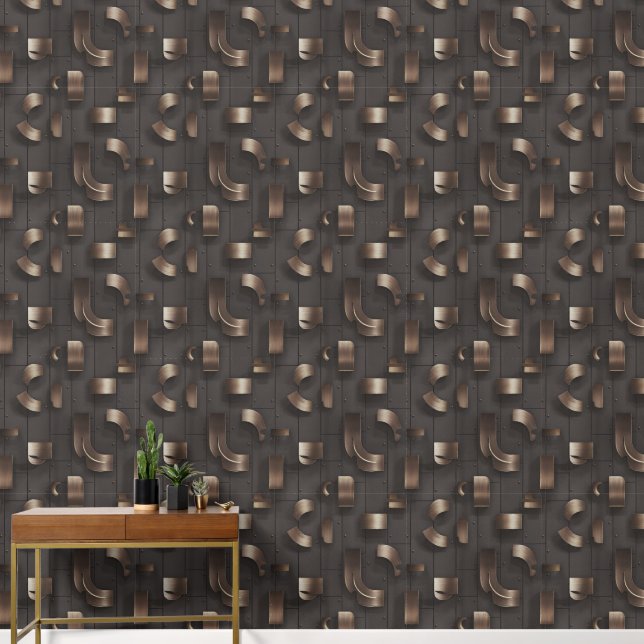 Modern Labyrinth (Metaal) Luxe Behang (Hal)
