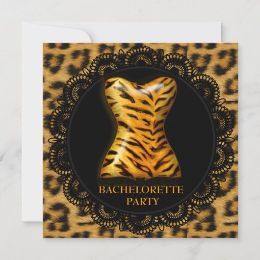 MODERN LACE ANIMAAL AFDRUKBACHELORETTE PARTIJ INVI KAART (Voorkant)