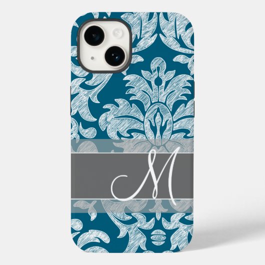 Modern Lace Damask Pattern - Blue Grey Case-Mate iPhone Case (Achterkant)