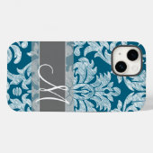 Modern Lace Damask Pattern - Blue Grey Case-Mate iPhone Case (Achterkant (horizontaal))