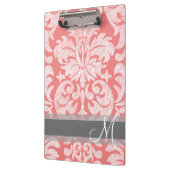 Modern Lace Damask Pattern - Coral and Grey Klembord (Links)