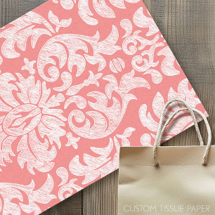 Modern Lace Damask Pattern - Coral and Grey Tissuepapier