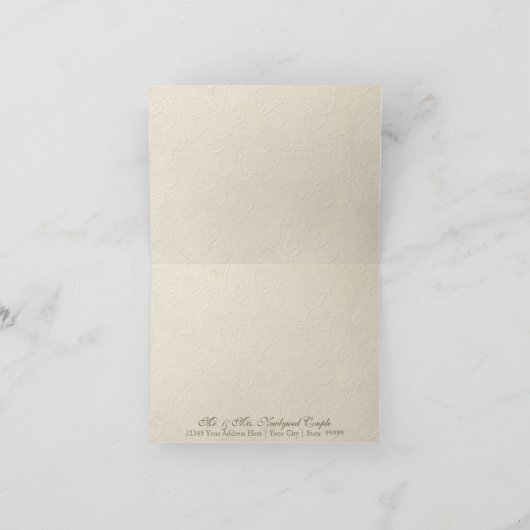 Modern  Lace Tea Sined Hydrangea n Rozen Bedankkaart (Binnen)