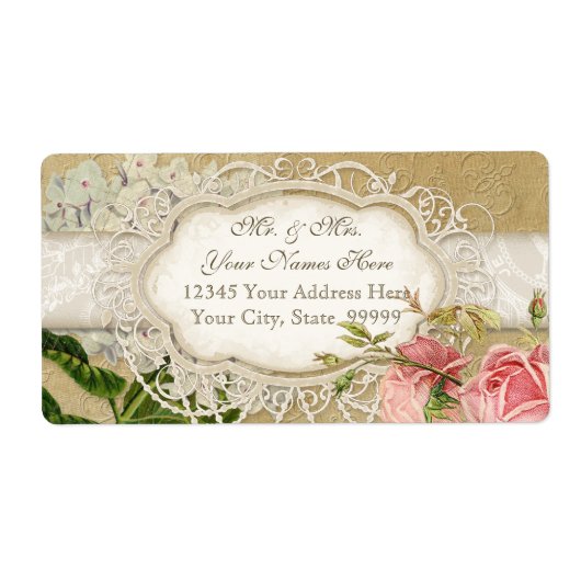 Modern  Lace Tea Sined Hydrangea n Rozen Etiket (Voorkant)