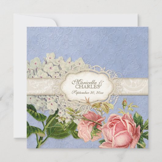 Modern  Lace Tea Sined Hydrangea n Rozen Kaart (Voorkant)