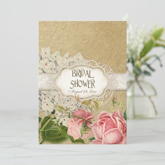 Modern Lace Tea Sined Hydrangea n Rozen Kaart (Staand voorkant)