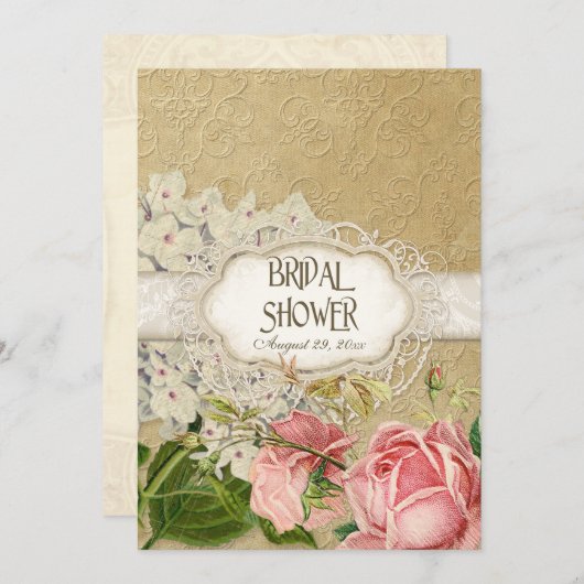 Modern Lace Tea Sined Hydrangea n Rozen Kaart (Voorkant / Achterkant)