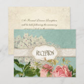 Modern  Lace Tea Sined Hydrangea n Rozen Kaart (Voorkant / Achterkant)