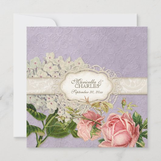 Modern  Lace Tea Sined Hydrangea n Rozen Kaart (Voorkant)