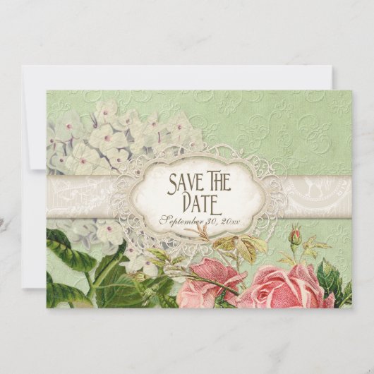 Modern Lace Tea Sined Hydrangea n Rozen Kaart (Voorkant)