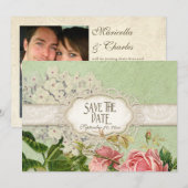 Modern  Lace Tea Sined Hydrangea n Rozen Kaart (Voorkant / Achterkant)