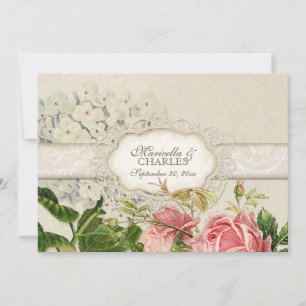 Modern  Lace Tea Sined Hydrangea n Rozen Kaart