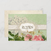 Modern  Lace Tea Sined Hydrangea n Rozen Kaart (Voorkant / Achterkant)