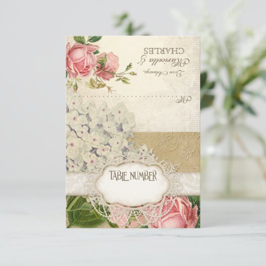 Modern  Lace Tea Sined Hydrangea n Rozen Kaart (Staand voorkant)
