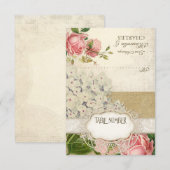 Modern  Lace Tea Sined Hydrangea n Rozen Kaart (Voorkant / Achterkant)