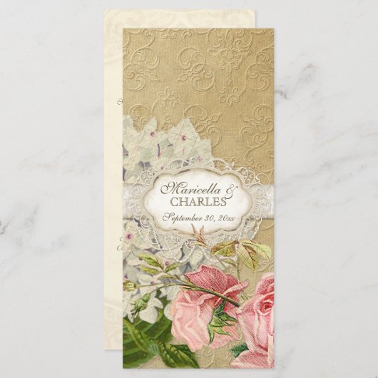 Modern Lace Tea Sined Hydrangea n Rozen Menu (Voorkant / Achterkant)