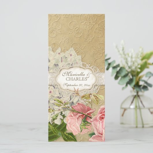 Modern  Lace Tea Sined Hydrangea n Rozen Menu (Staand voorkant)