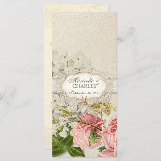 Modern  Lace Tea Sined Hydrangea n Rozen Menu (Voorkant / Achterkant)