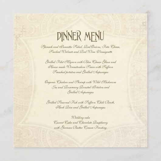 Modern  Lace Tea Sined Hydrangea n Rozen Menu (Achterkant)