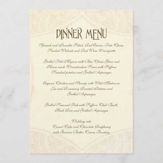 Modern  Lace Tea Sined Hydrangea n Rozen Menu (Achterkant)