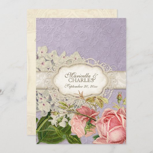 Modern  Lace Tea Sined Hydrangea n Rozen Menu (Voorkant / Achterkant)