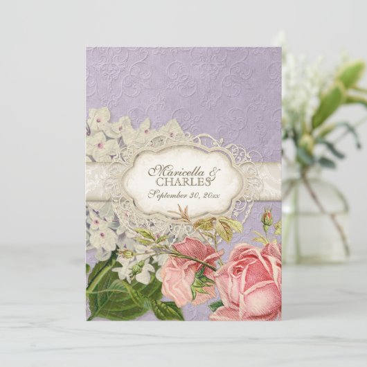 Modern  Lace Tea Sined Hydrangea n Rozen Menu (Staand voorkant)