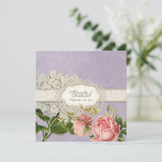Modern Lace Tea Sined Hydrangea n Rozen Menu (Staand voorkant)