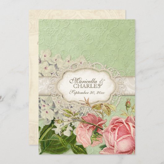 Modern Lace Tea Sined Hydrangea n Rozen Menu (Voorkant / Achterkant)