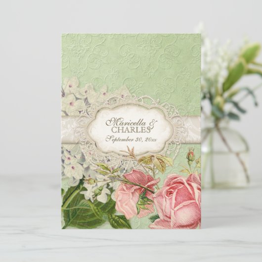 Modern Lace Tea Sined Hydrangea n Rozen Menu (Staand voorkant)