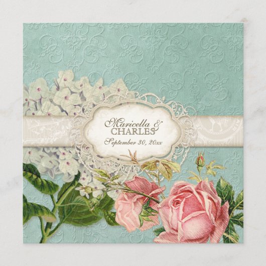 Modern  Lace Tea Sined Hydrangea n Rozen Menu (Voorkant)