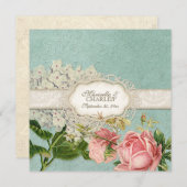 Modern  Lace Tea Sined Hydrangea n Rozen Menu (Voorkant / Achterkant)