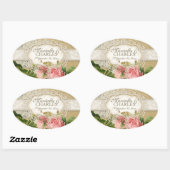 Modern  Lace Tea Sined Hydrangea n Rozen Ovale Sticker (Vel)