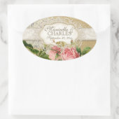 Modern  Lace Tea Sined Hydrangea n Rozen Ovale Sticker (Tas)