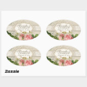 Modern  Lace Tea Sined Hydrangea n Rozen Ovale Sticker (Vel)