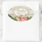 Modern  Lace Tea Sined Hydrangea n Rozen Ovale Sticker (Tas)