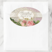 Modern  Lace Tea Sined Hydrangea n Rozen Ovale Sticker (Tas)