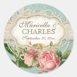 Modern Lace Tea Sined Hydrangea n Rozen Ronde Sticker