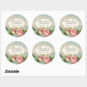 Modern  Lace Tea Sined Hydrangea n Rozen Ronde Sticker (Vel)