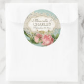 Modern  Lace Tea Sined Hydrangea n Rozen Ronde Sticker (Tas)