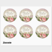 Modern  Lace Tea Sined Hydrangea n Rozen Ronde Sticker (Vel)