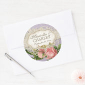 Modern  Lace Tea Sined Hydrangea n Rozen Ronde Sticker (Envelop)