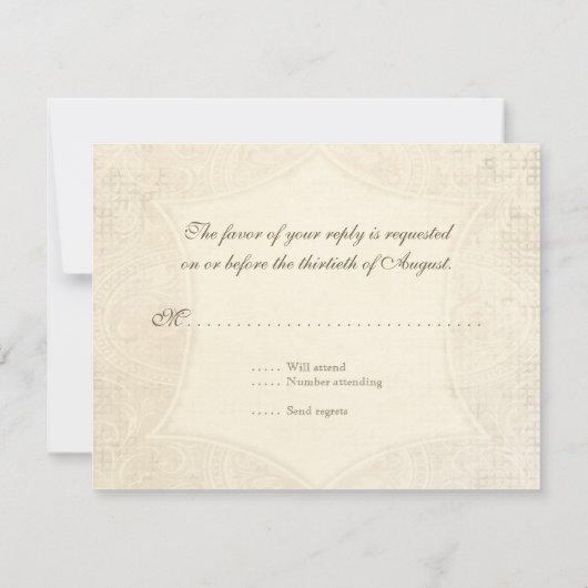 Modern  Lace Tea Sined Hydrangea n Rozen RSVP Kaartje (Achterkant)