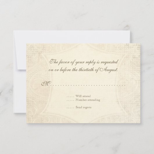 Modern  Lace Tea Sined Hydrangea n Rozen RSVP Kaartje (Achterkant)